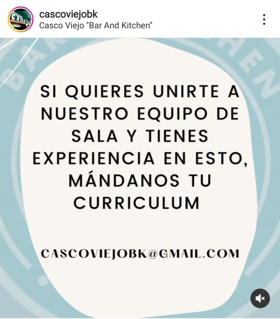 Se necesita personal de sala en Casco Viejo BK
