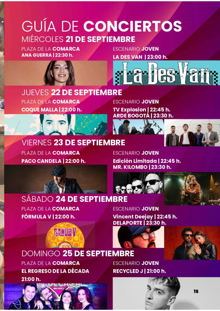 Ferias de San Mateo, toda la programación y conciertos ya disponibles: Ana Guerra, Arde Bogotá y Paco Candela entre otros