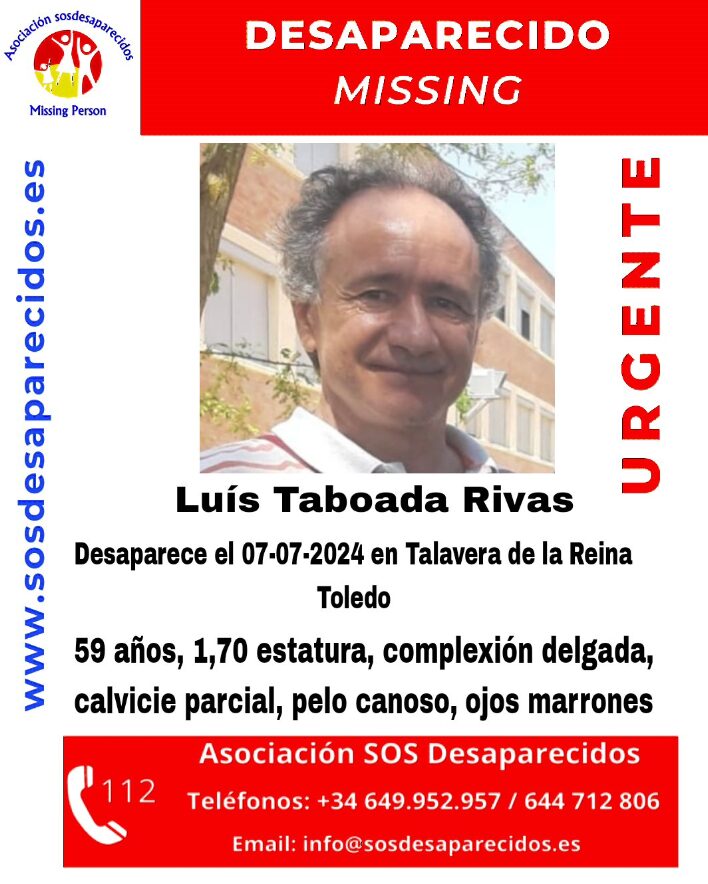 Buscan a Luís Taboada Rivas, desaparecido en Talavera (Foto de las redes sociales de SOS Desaparecidos)